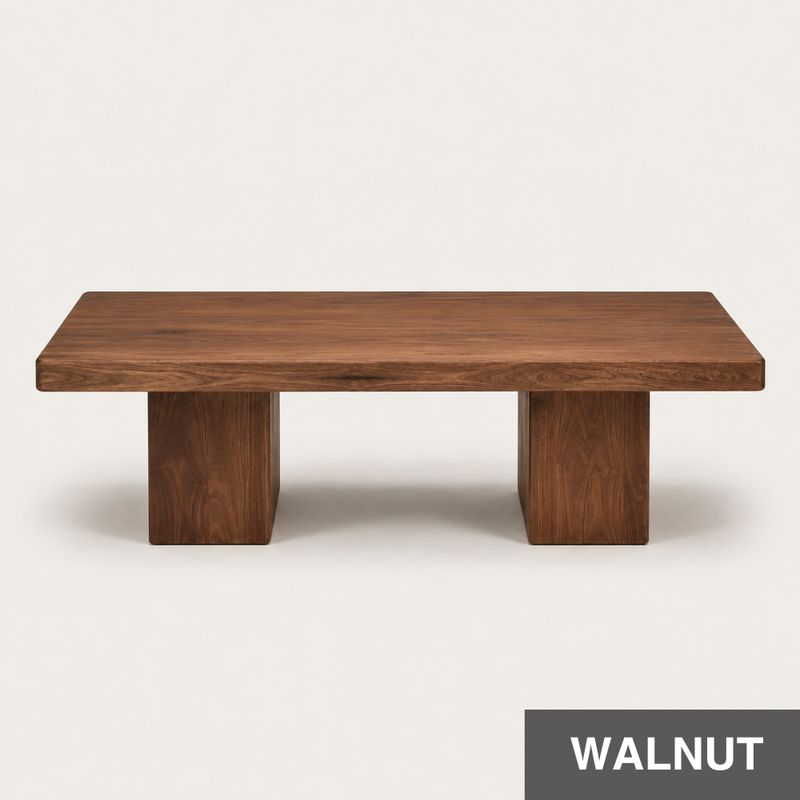 Wilder Rectangular Coffee Table – Walnut/Oak Solid Wood Minimal Block Design