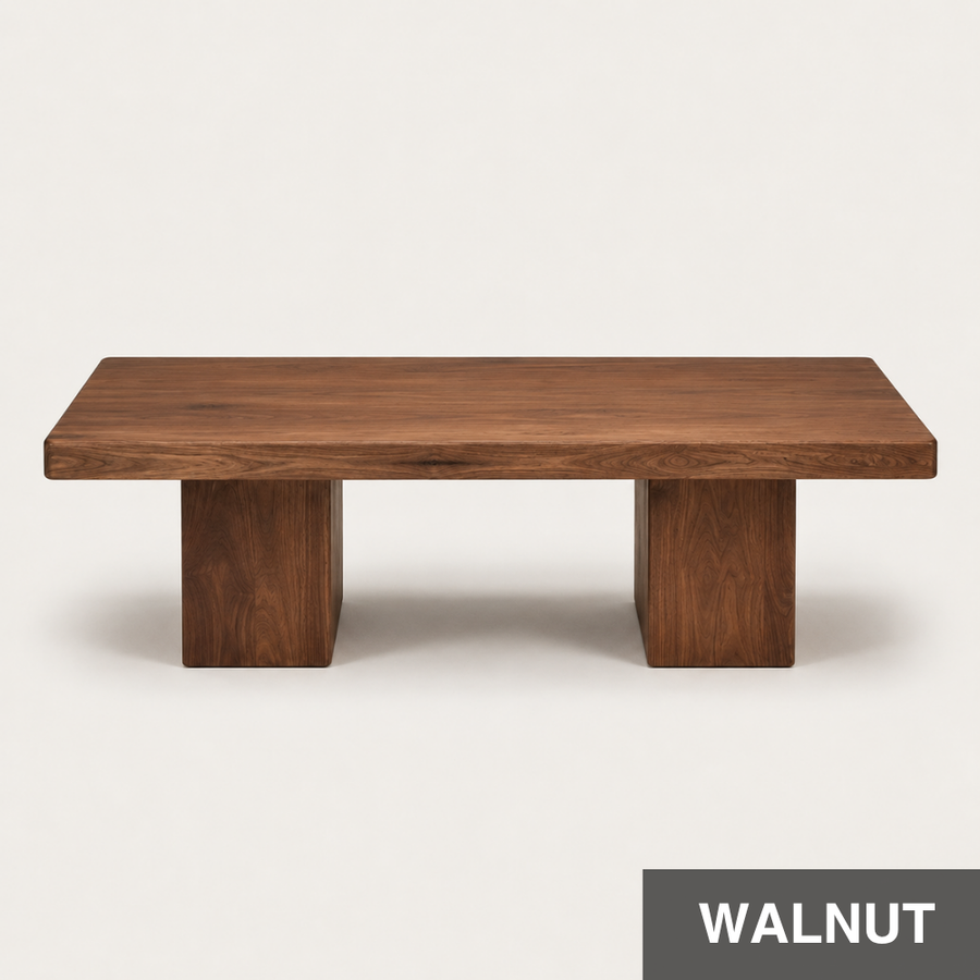 Wilder Rectangular Coffee Table – Walnut/Oak Solid Wood Minimal Block Design
