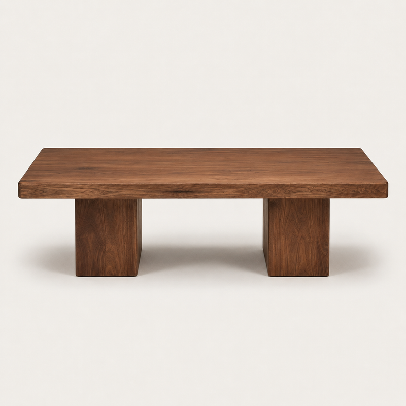 Wilder Rectangular Coffee Table – Walnut/Oak Solid Wood Minimal Block Design