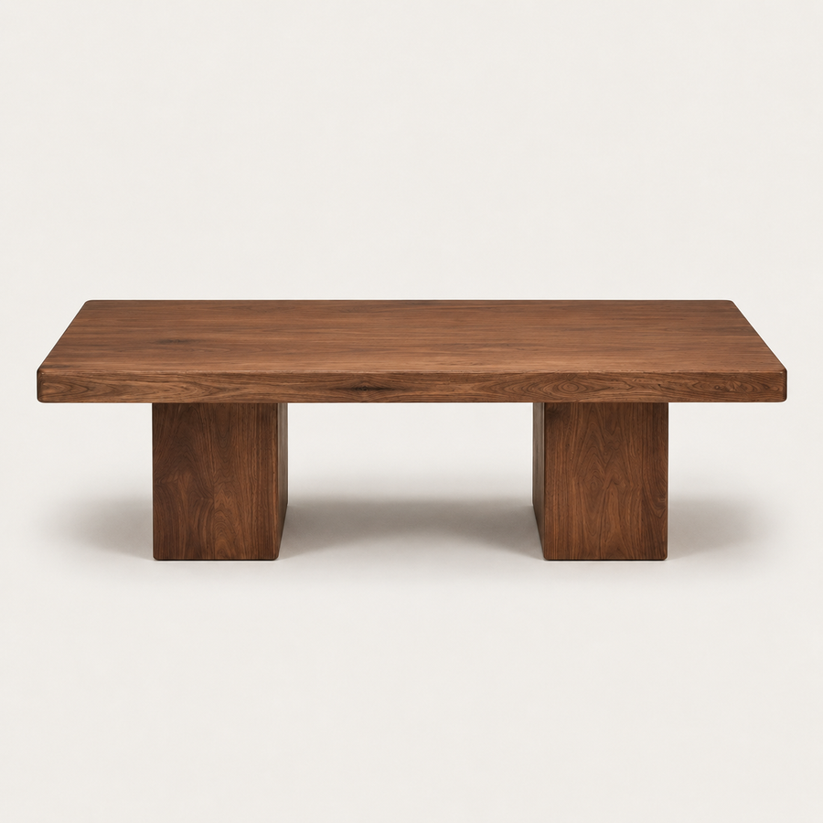 Wilder Rectangular Coffee Table – Walnut/Oak Solid Wood Minimal Block Design