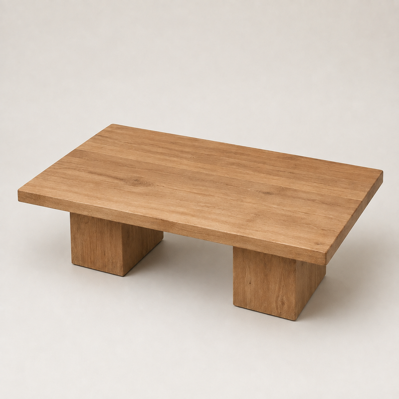Wilder Rectangular Coffee Table – Walnut/Oak Solid Wood Minimal Block Design