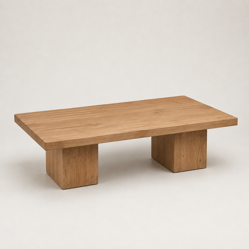 Wilder Rectangular Coffee Table – Walnut/Oak Solid Wood Minimal Block Design