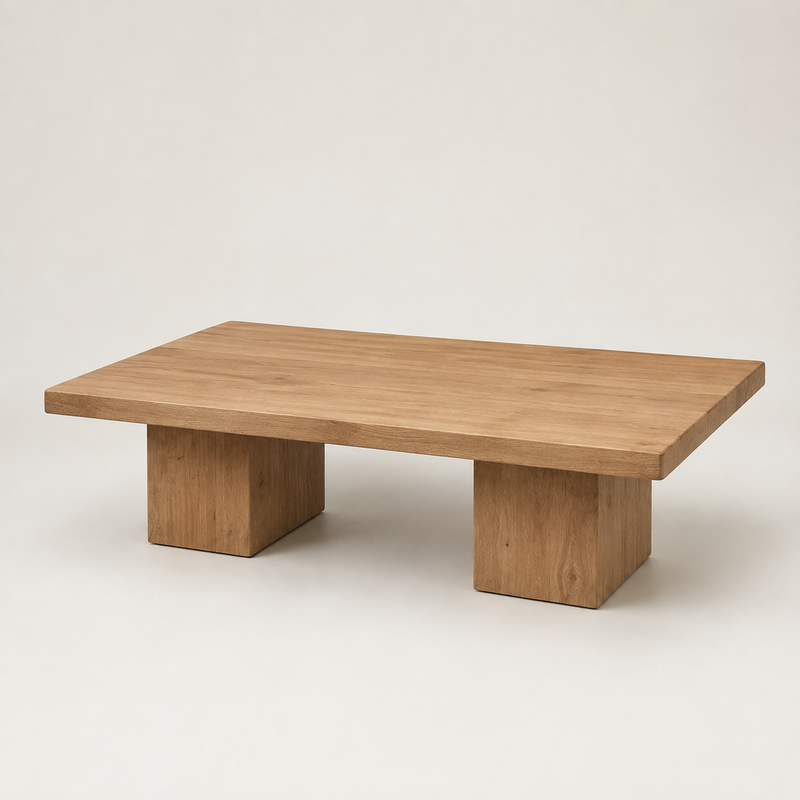 Wilder Rectangular Coffee Table – Walnut/Oak Solid Wood Minimal Block Design