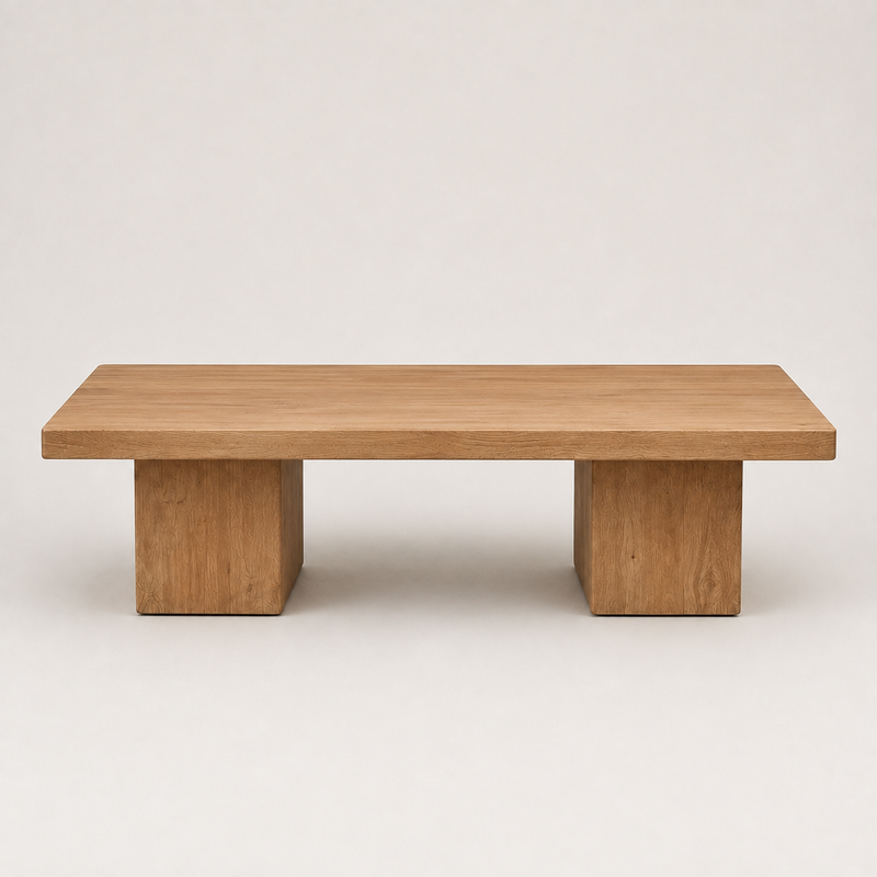 Wilder Rectangular Coffee Table – Walnut/Oak Solid Wood Minimal Block Design