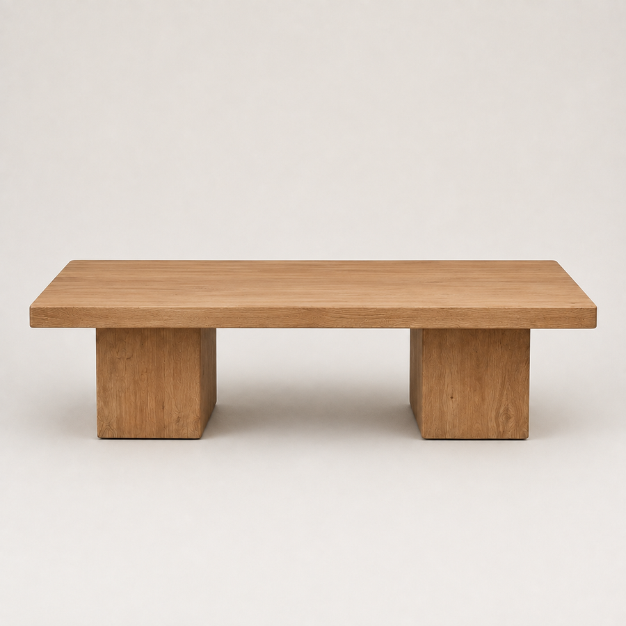 Wilder Rectangular Coffee Table – Walnut/Oak Solid Wood Minimal Block Design