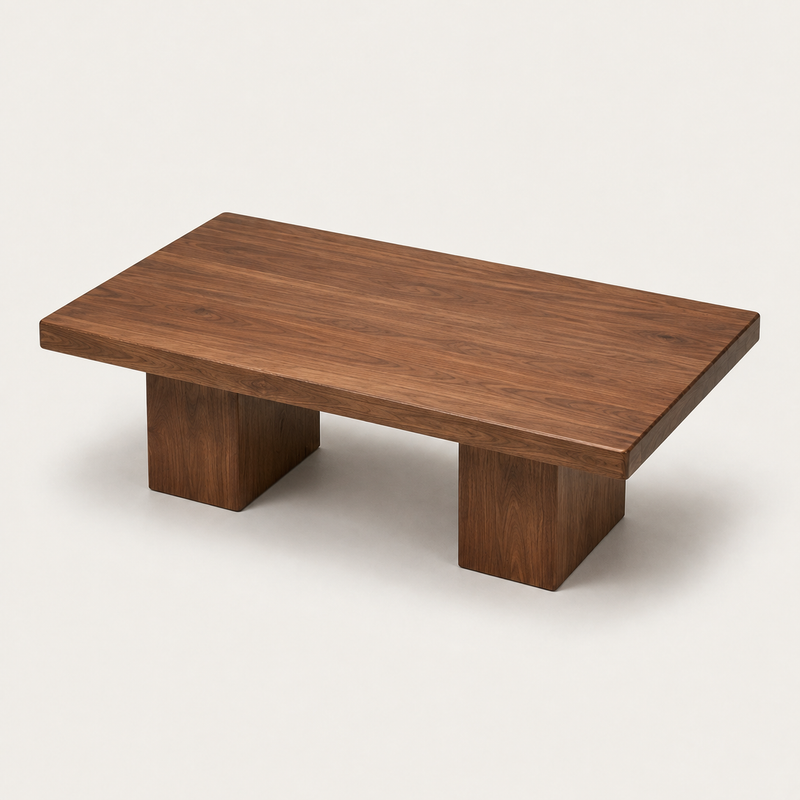 Wilder Rectangular Coffee Table – Walnut/Oak Solid Wood Minimal Block Design