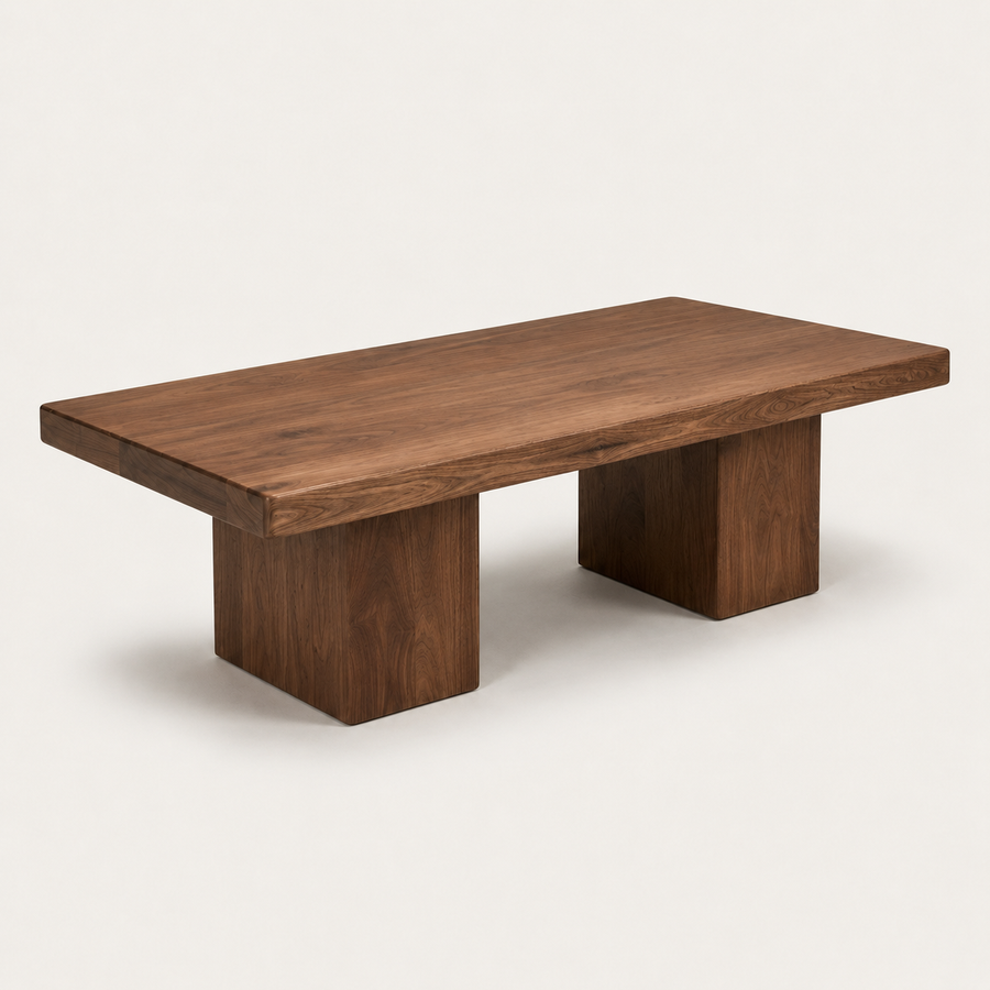 Wilder Rectangular Coffee Table – Walnut/Oak Solid Wood Minimal Block Design