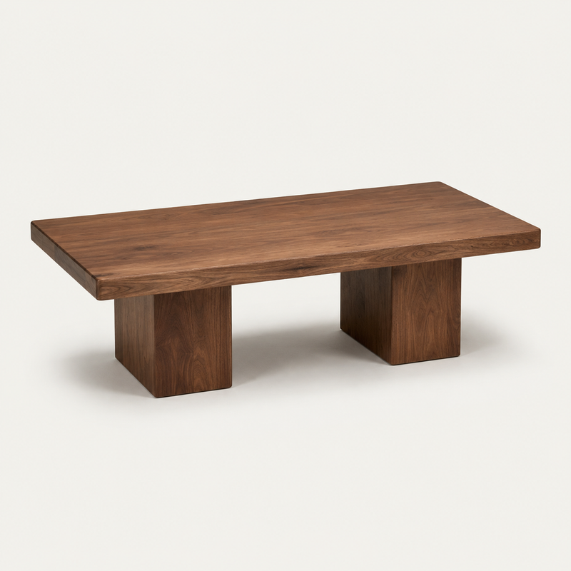 Wilder Rectangular Coffee Table – Walnut/Oak Solid Wood Minimal Block Design