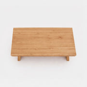 Yoro Solid Oak Wood Coffee Table with a light oak finish and short legs, shown from a top-down perspective on a white background.