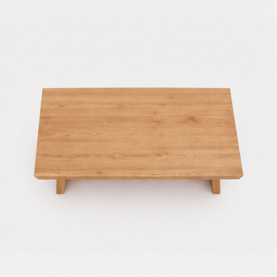 Yoro Solid Oak Wood Coffee Table with a light oak finish and short legs, shown from a top-down perspective on a white background.