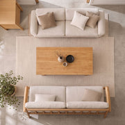 Overhead view of Yoro Solid Oak Wood Coffee Table