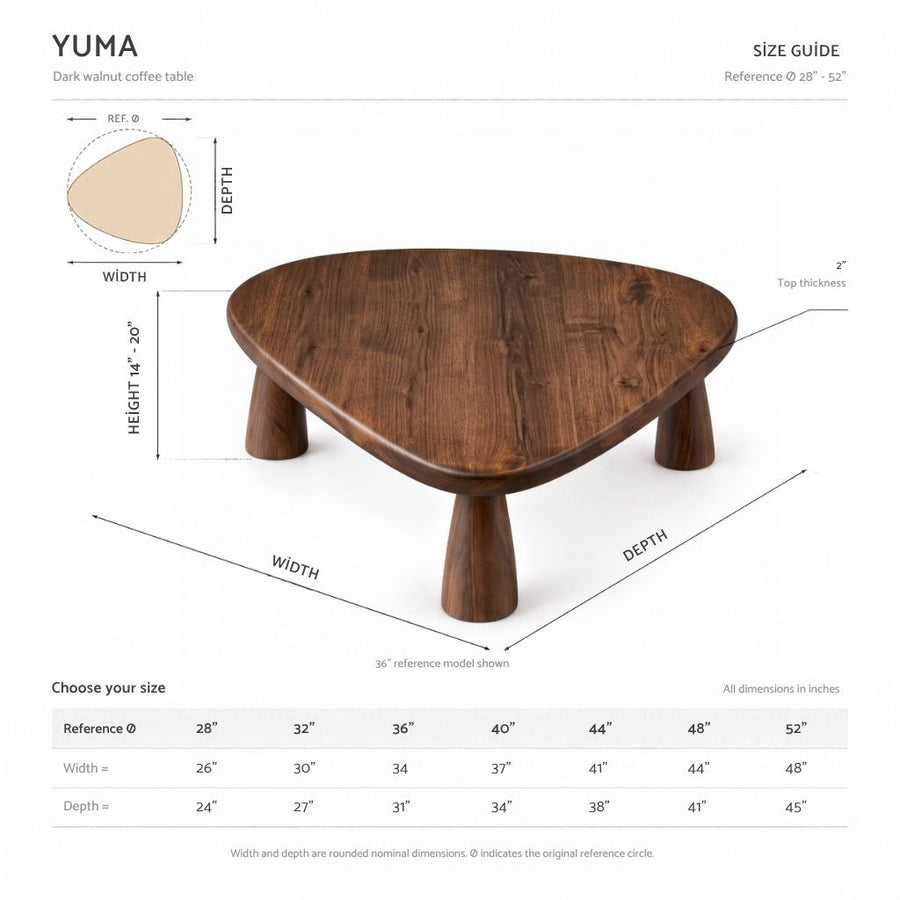 Yuma Organic Triangle Oak & Walnut Coffee Table – Sculptural Modern Design