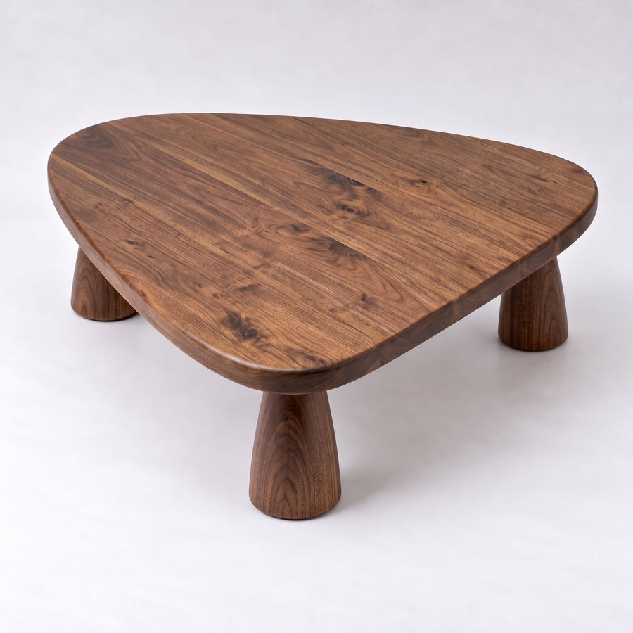 Yuma Organic Triangle Oak & Walnut Coffee Table – Sculptural Modern Design
