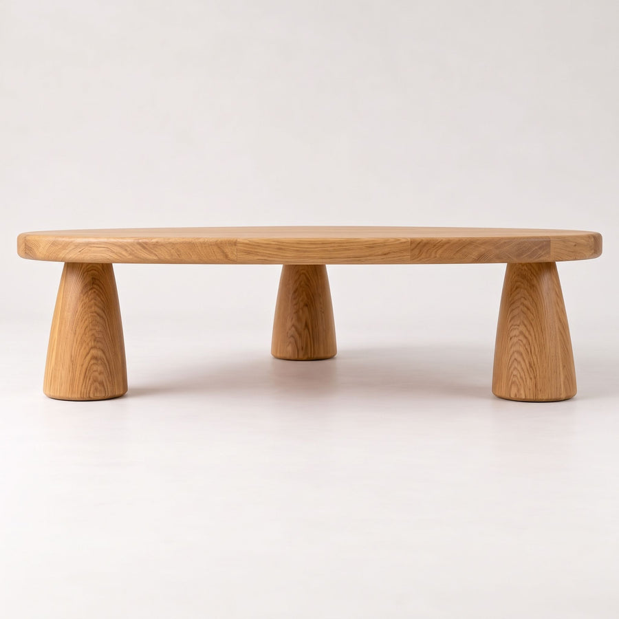 Yuma Organic Triangle Oak & Walnut Coffee Table – Sculptural Modern Design