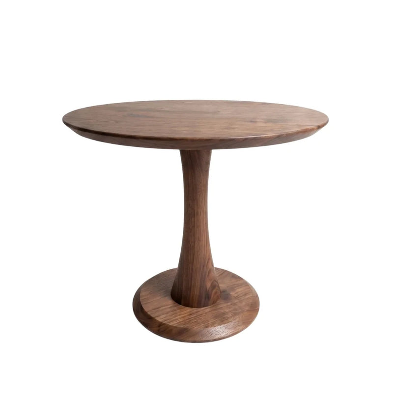 Alya Solid Walnut Sculptural Pedestal Dining Table – Round Modern Design