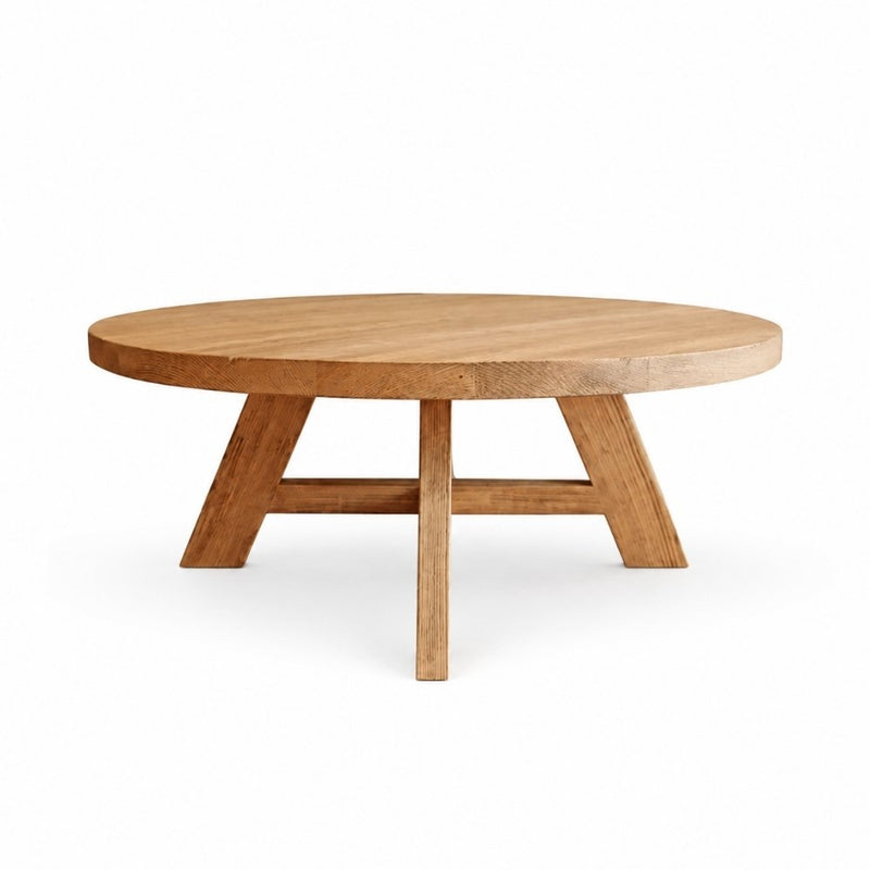 Amber Round Farmhouse Coffee Table - Solid Pine Wood