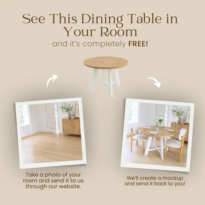 Amber Solid Oak Wood Round Dining Table – Farmhouse Country Design