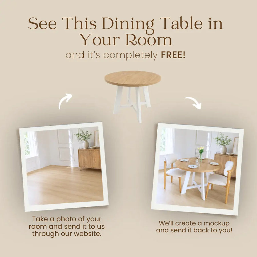 Amber Solid Oak Wood Round Dining Table – Farmhouse Country Design