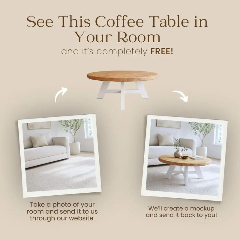 Amber Oak Solid Wood Round Coffee Table – Farmhouse Country Design