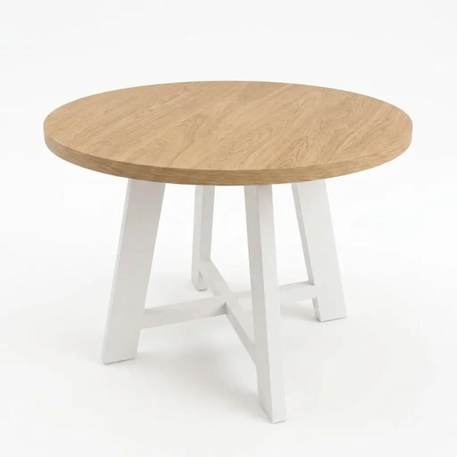 Amber Solid Oak Wood Round Dining Table – Farmhouse Country Design