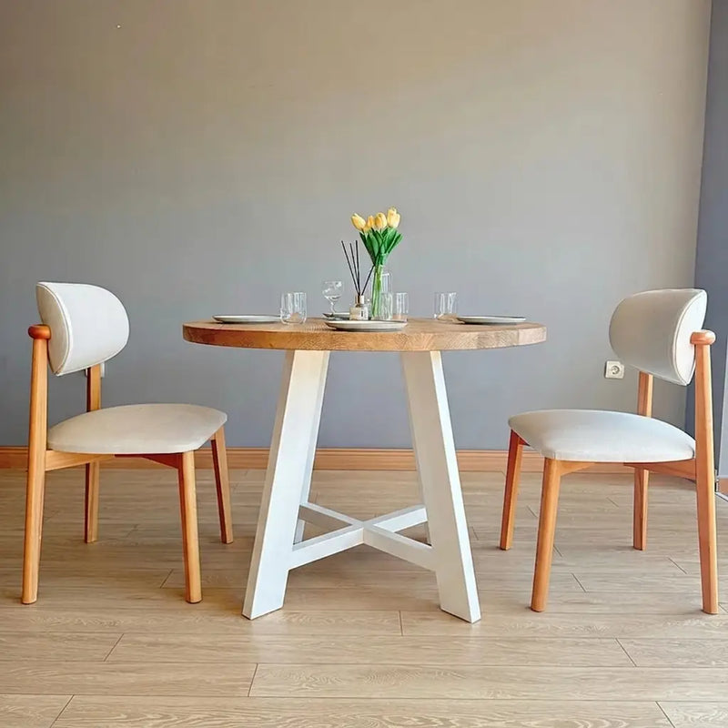 Amber Solid Oak Wood Round Dining Table – Farmhouse Country Design