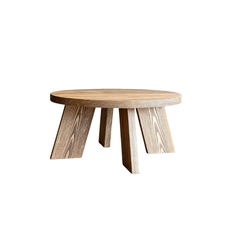 Aren Farmhouse Round Wood Coffee Table - Rustic Design