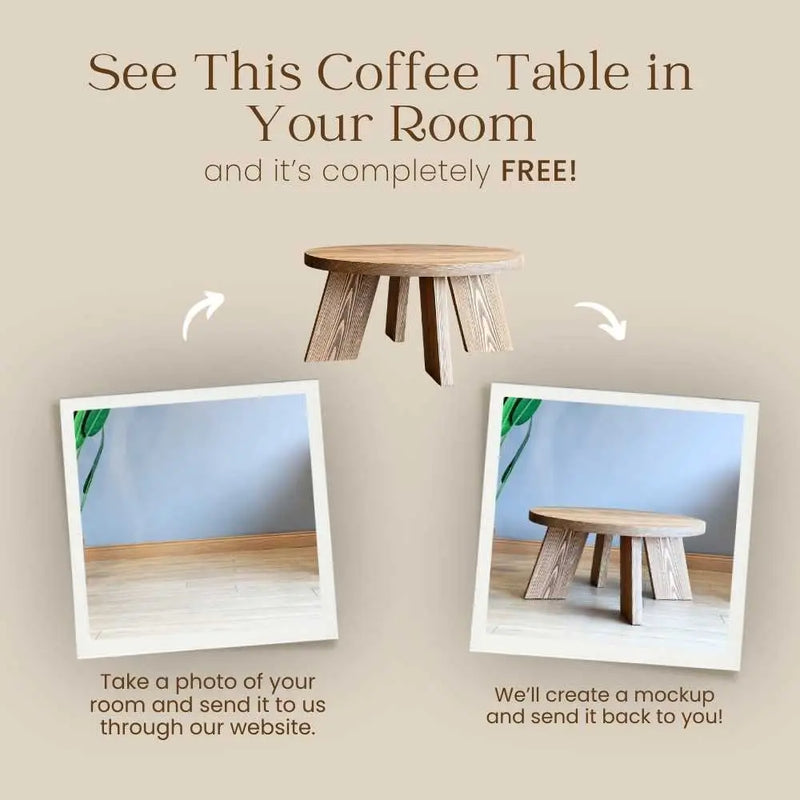 Aren Farmhouse Round Wood Coffee Table - Rustic Design