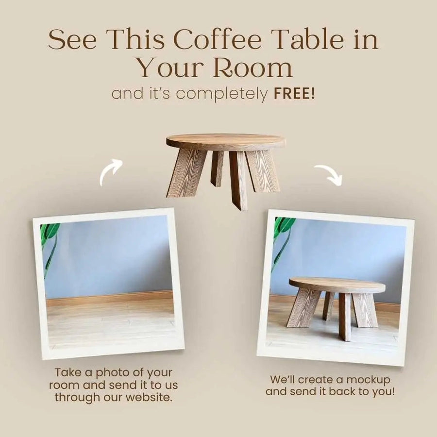 Aren Farmhouse Round Wood Coffee Table - Rustic Design Mozilya