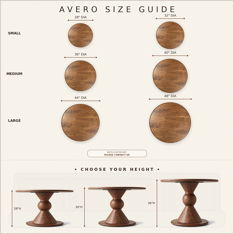 Avero Round Walnut Dining Table | Sculptural Pedestal Design