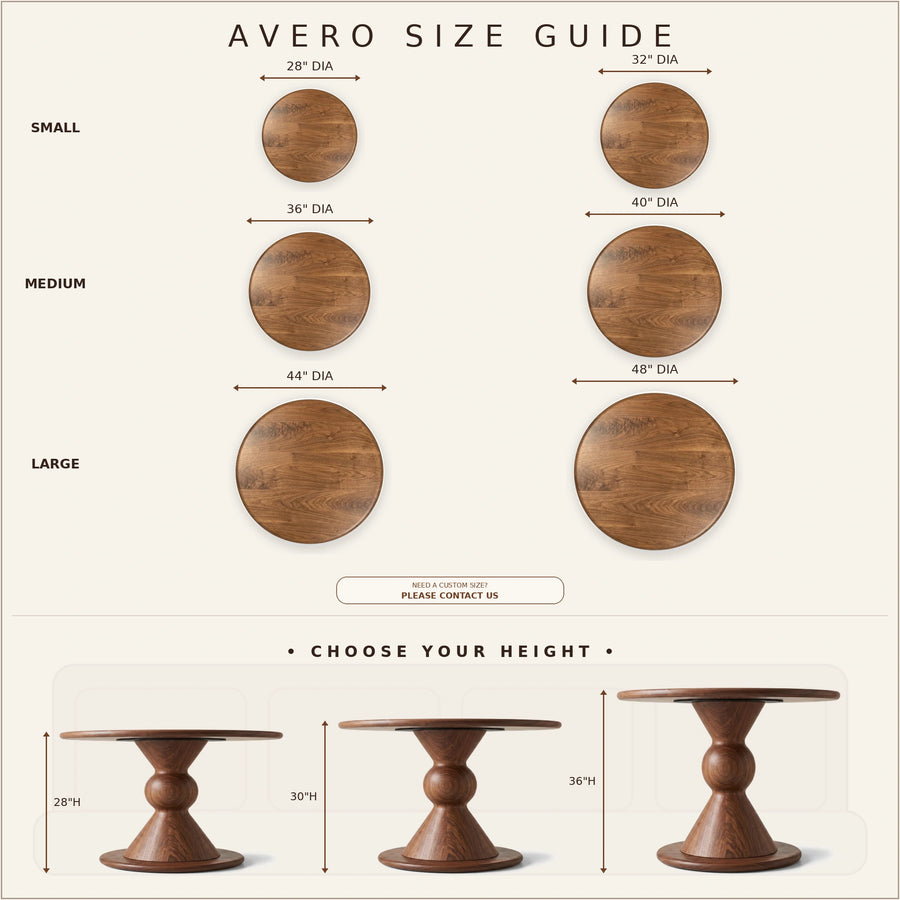 Avero Round Walnut Dining Table | Sculptural Pedestal Design