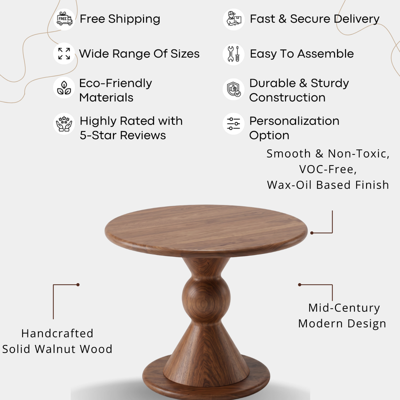 Avero Round Walnut Dining Table | Sculptural Pedestal Design