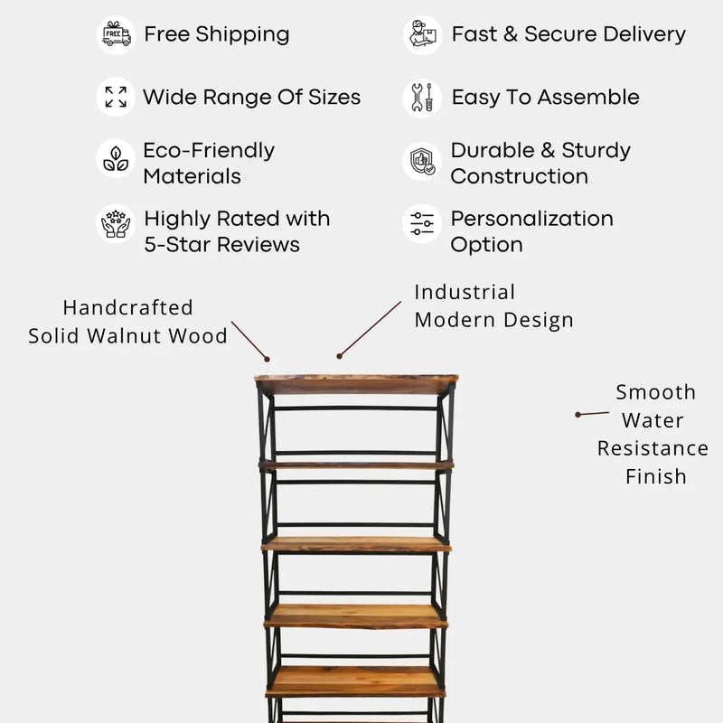 Band Walnut Bookcase | Tall Industrial Design