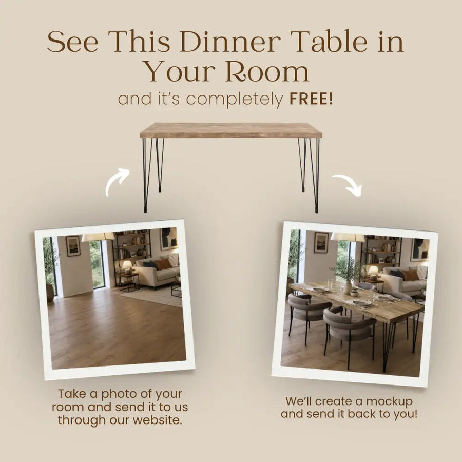 Belgrade Rustic Farm Dining Table | Solid Pine Wood Tomruque Wood Studios