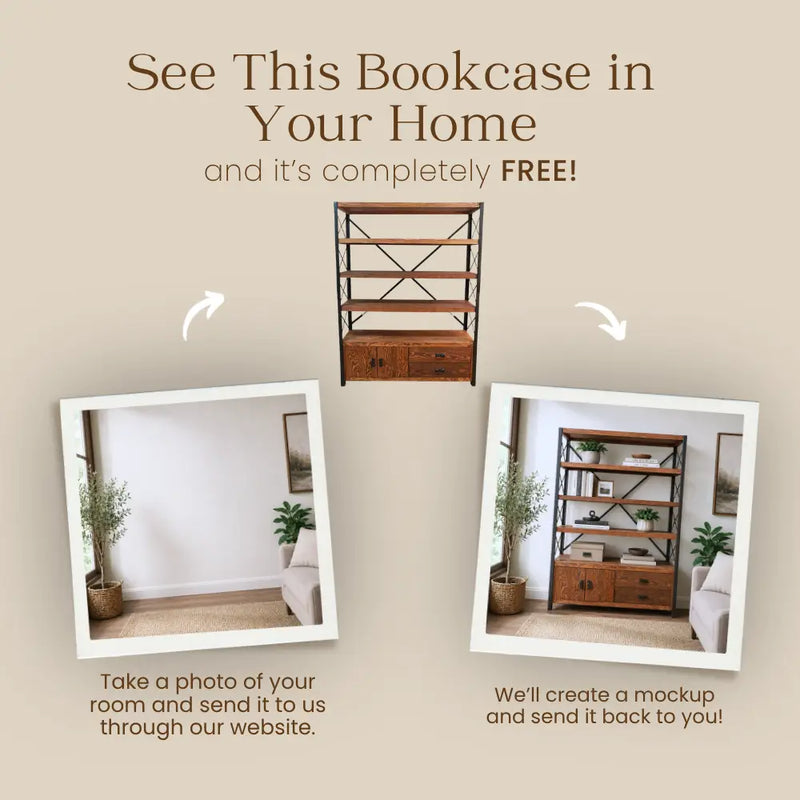 Bellingham Bookcase With Drawers | Solid Wood Wide Shelves