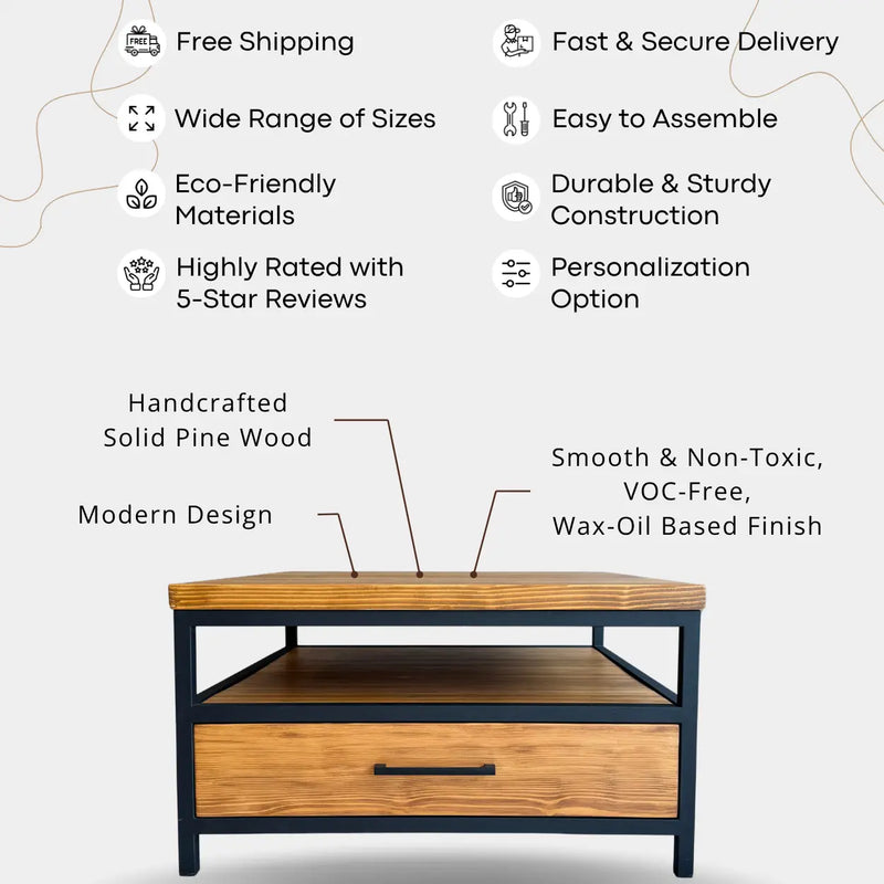 Carmen Square Coffee Table with Drawers