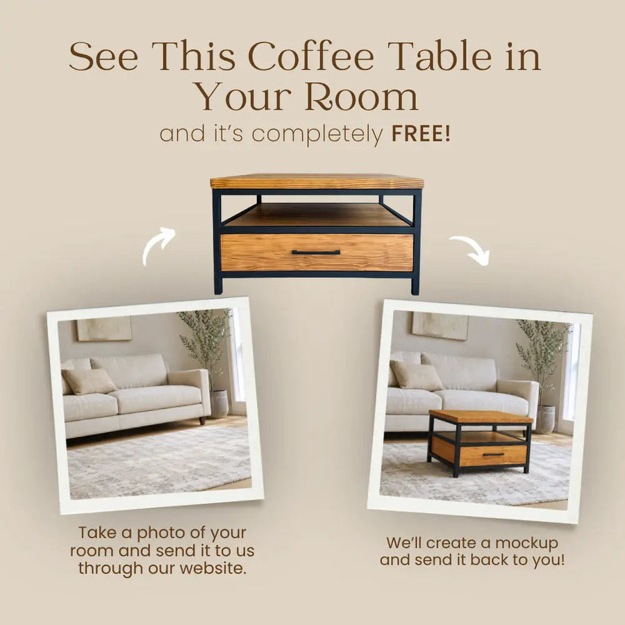 Carmen Square Coffee Table with Drawers Mozilya