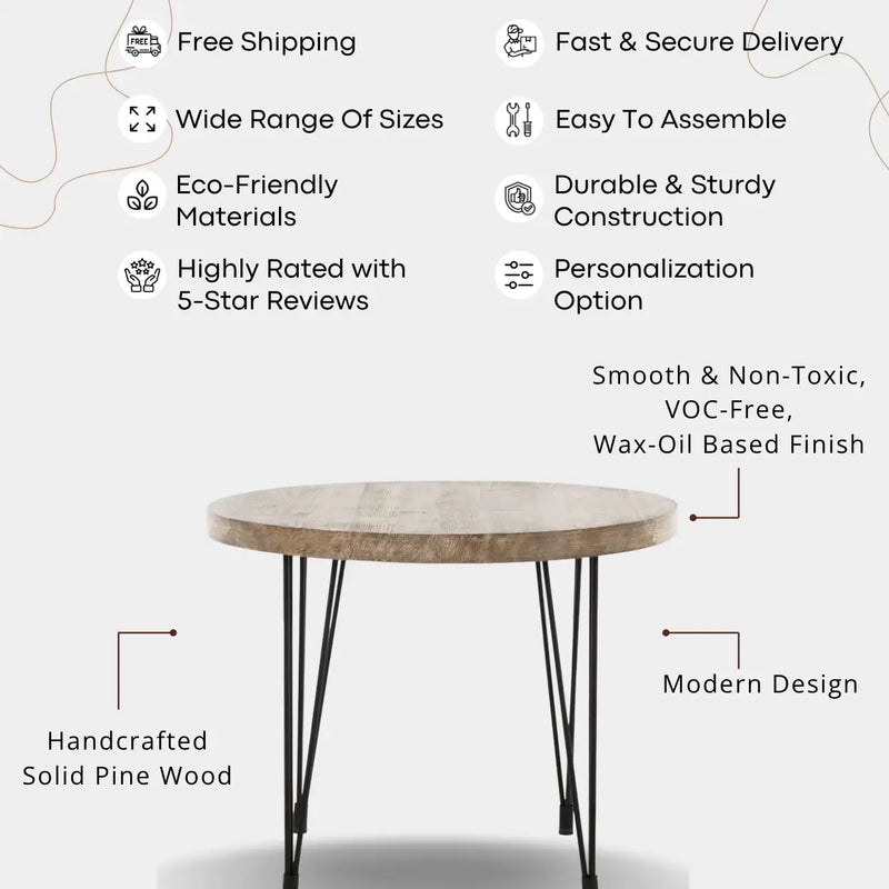 Concord Round Rustic Dining Table | Farmhouse Design