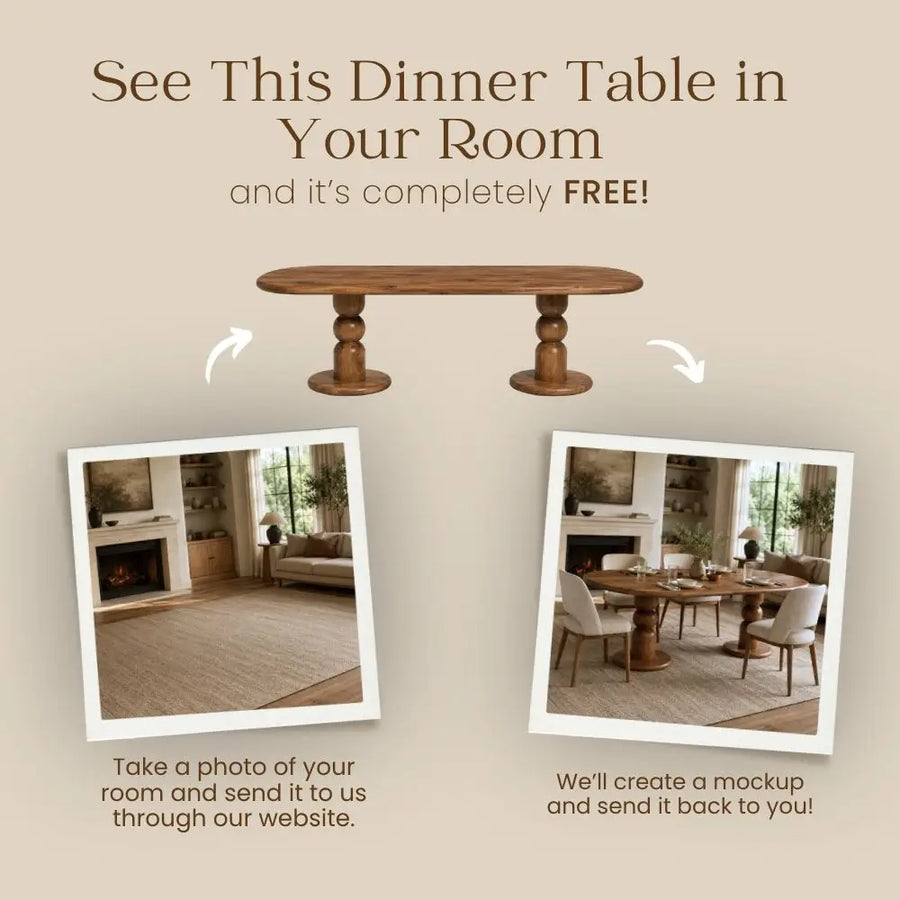 Dorel Oval Walnut Dining Table | Double Pedestal Base