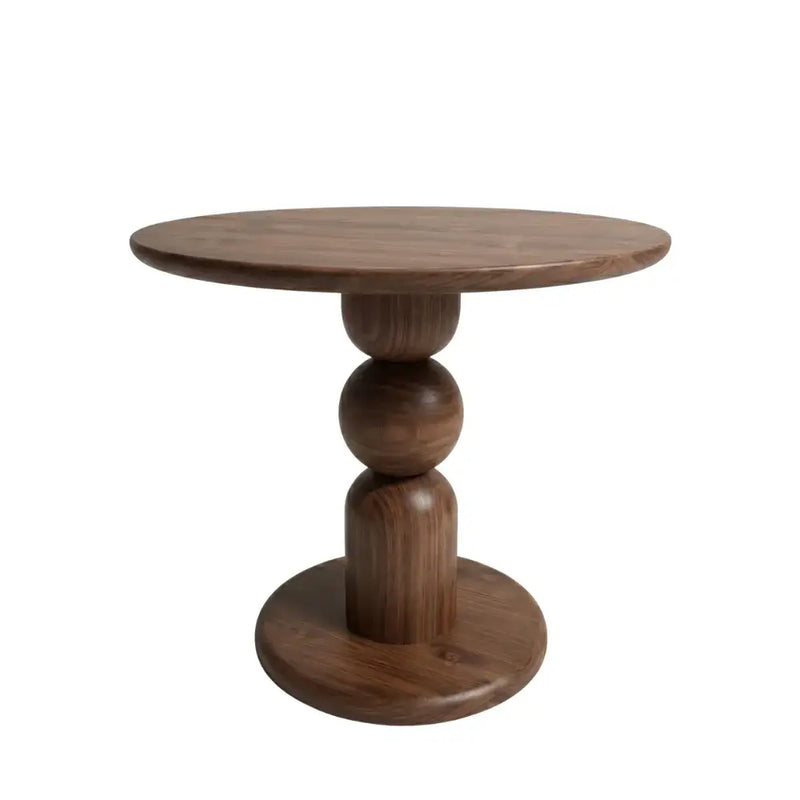Dorel Round Walnut Dining Table with Sculptural Base – Modern Pedestal Design