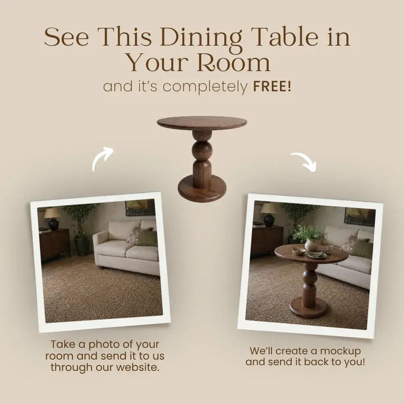 Dorel Round Walnut Dining Table with Sculptural Base – Modern Pedestal Design
