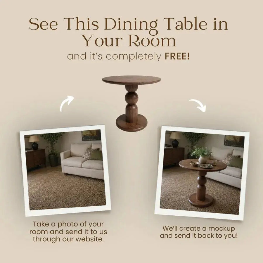 Dorel Round Walnut Dining Table with Sculptural Base – Modern Pedestal Design Mozilya
