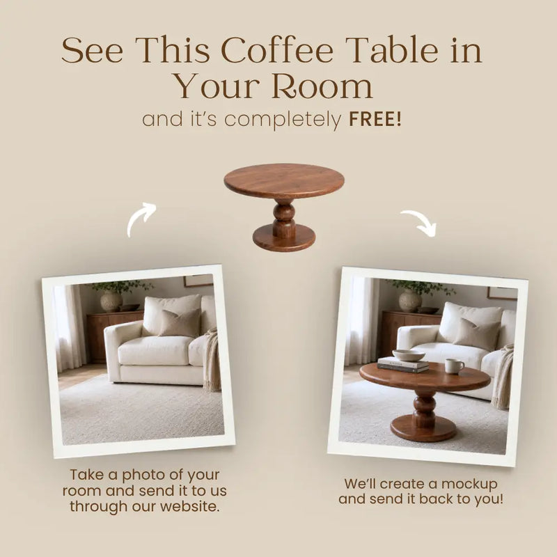 Dorel Solid Walnut Round Pedestal Coffee Table | Mid-Century Modern