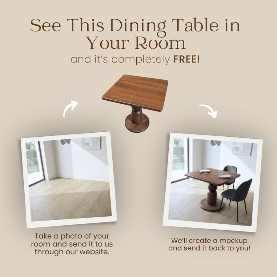 Dorel Square Walnut Dining Table with Sculptural Base – Modern Pedestal Design
