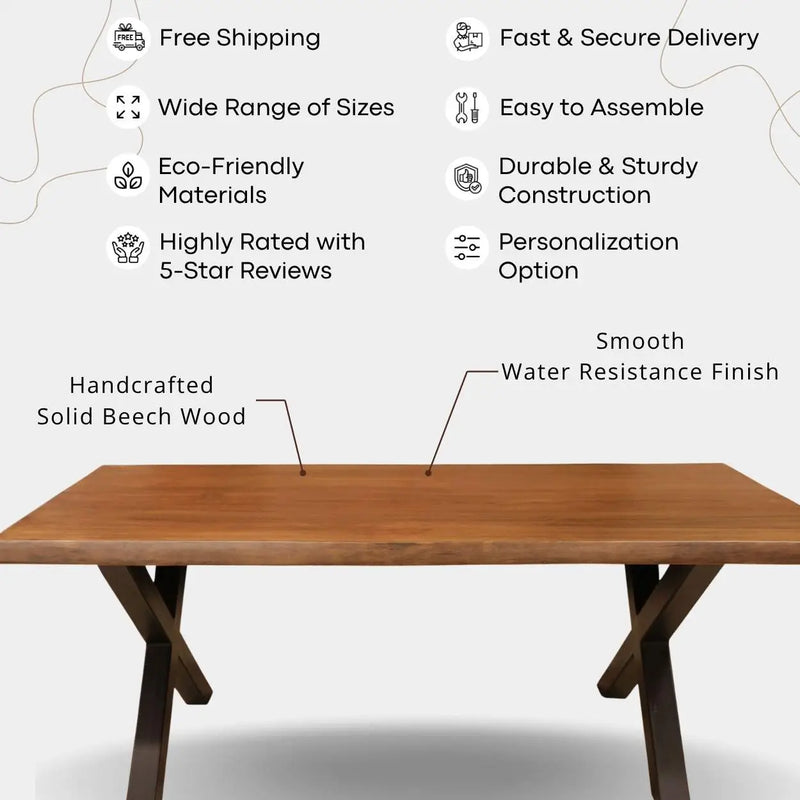 Eagan Metal Dining Table | Rectangle Farmhouse Design