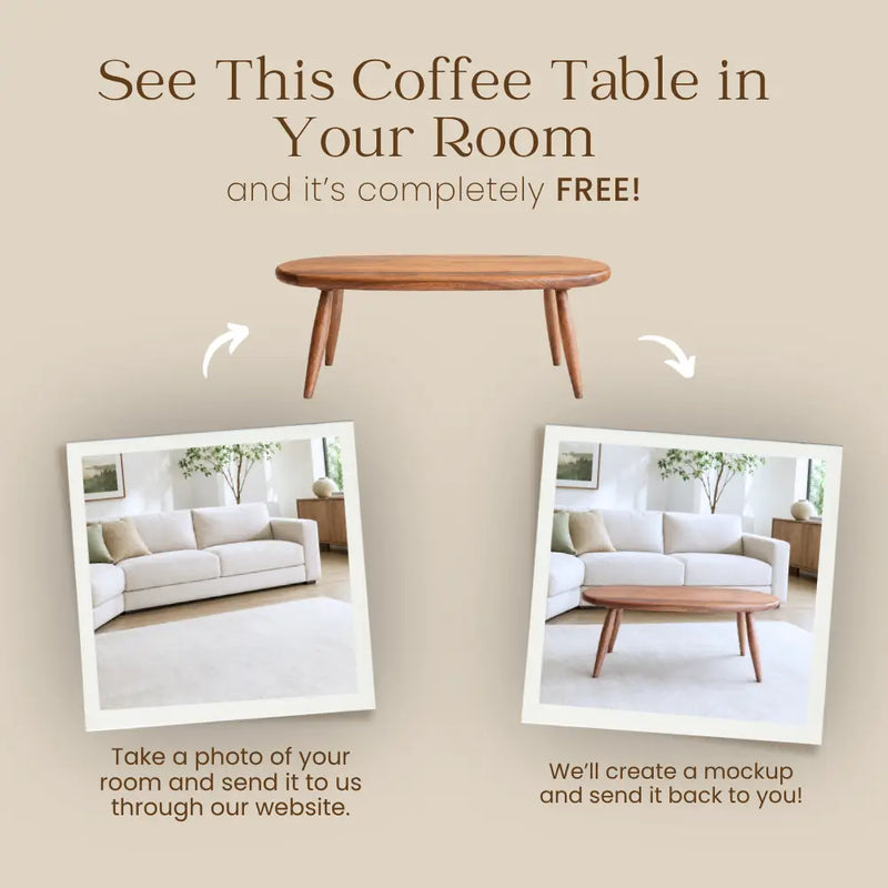 Elise Oval Coffee Table - Solid Walnut Wood