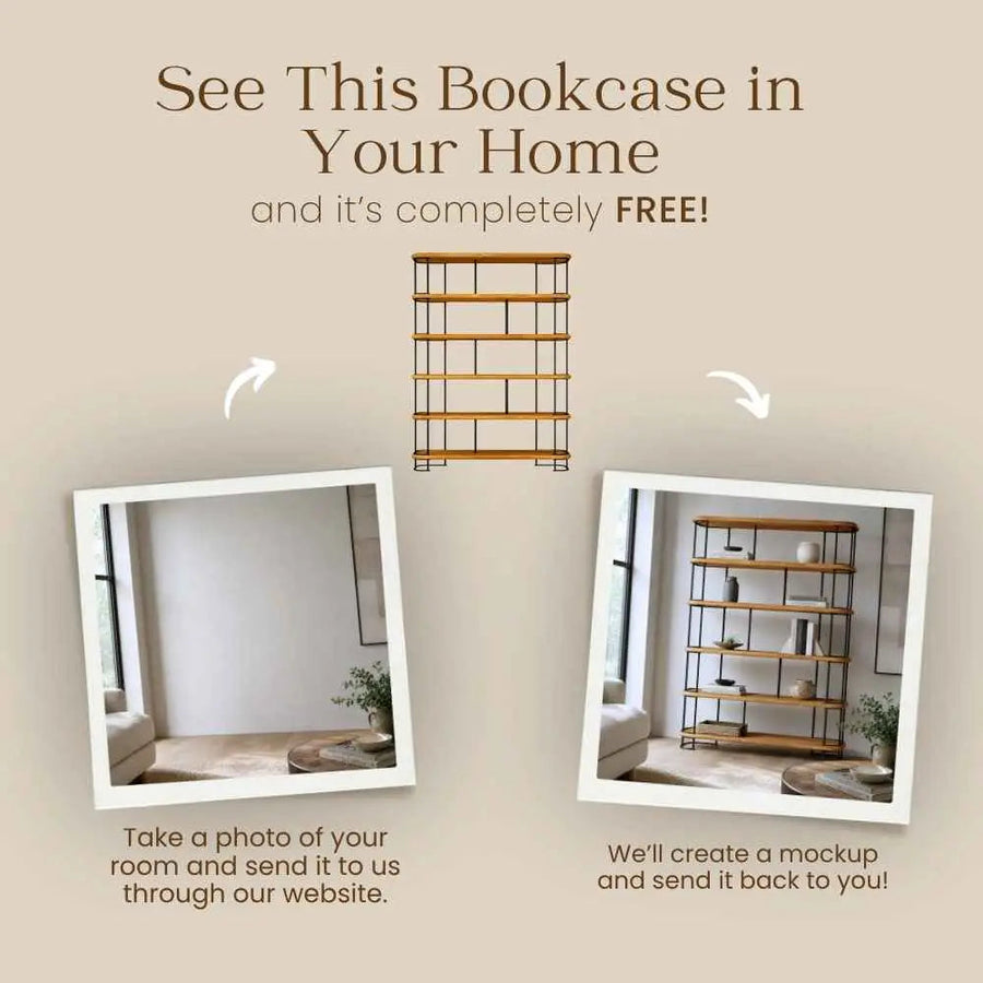 Ellis Mid Century Bookshelf | 6 Shelves Pine Wood Design Mozilya