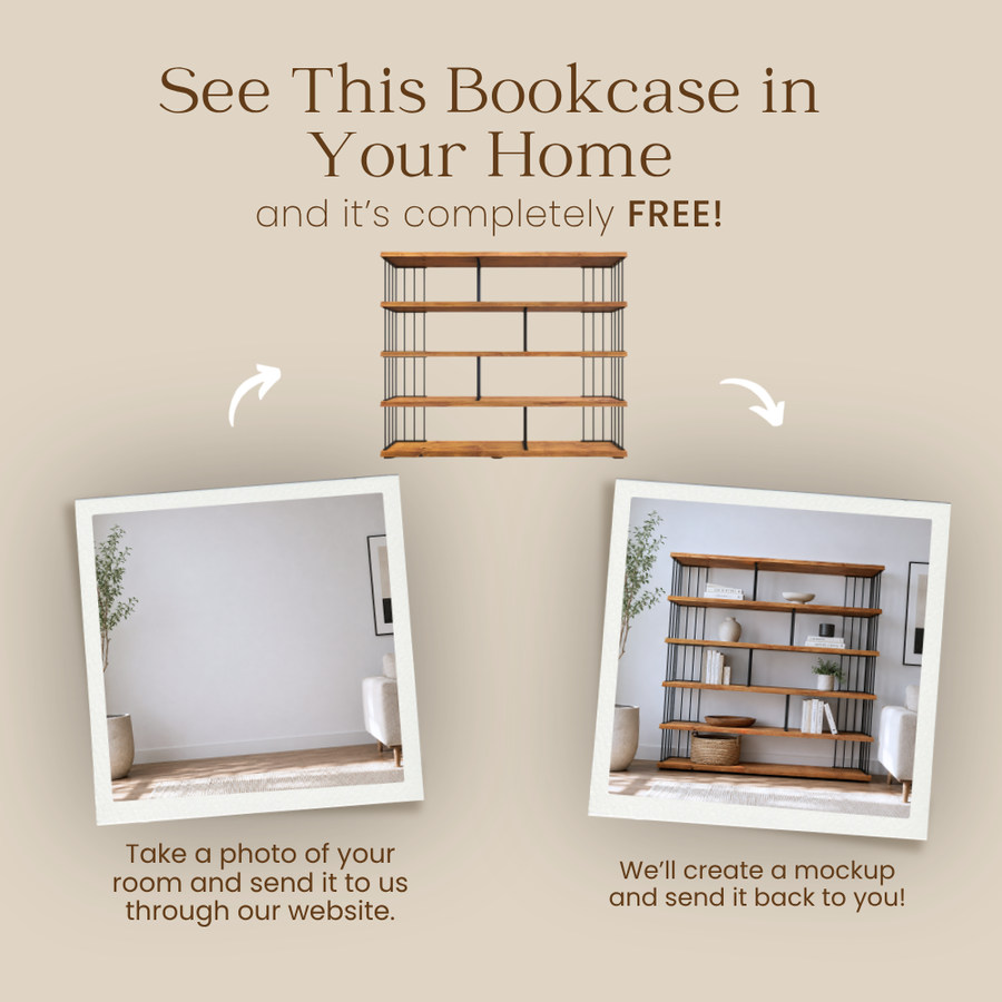 Fargo Solid Wood Bookcase | Wide Rustic Design