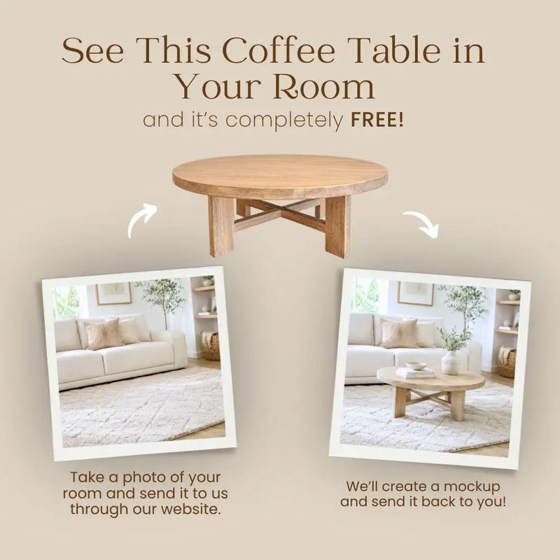 Harlow Round Wood Coffee Table - Farmhouse Style