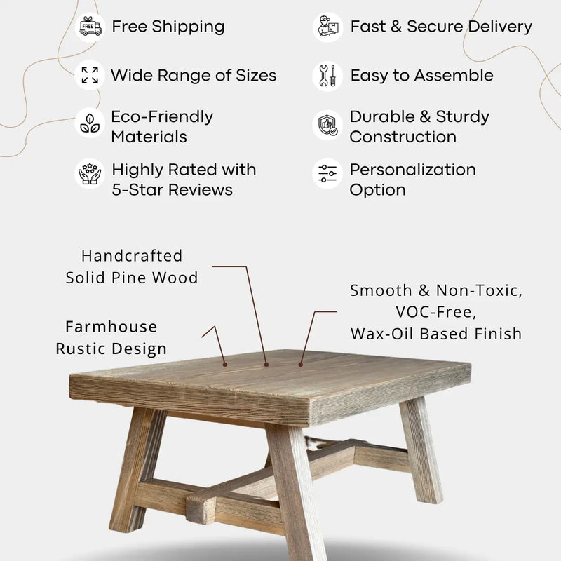 Harman Solid Wood Coffee Table – Rustic Rectangular Design