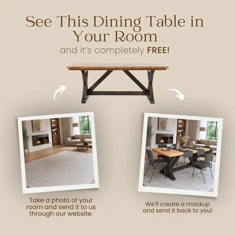 Helena Rustic Dining Room Table | Rectangle Farmhouse Design. Tomruque Wood Studios